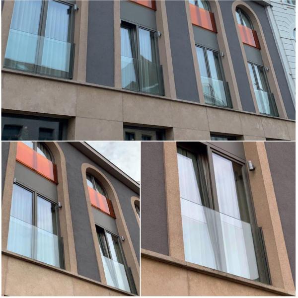 Französiche Balkone Aluminium Profile für Glas Rahmen H1100mm L1100mm Natural ELOX